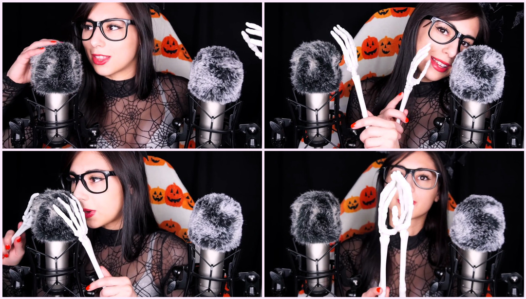 ASMR Fluffy Mic Sc​​ratching to Ting your BONES (w/HALLOWEEN Trigger Words and Soft Whispers) 蕾丝Asmr ASMR视频
