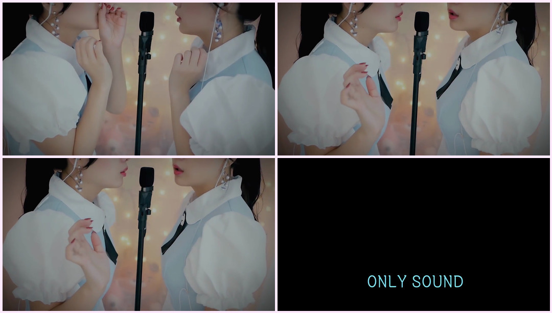 ASMR 双胞胎爱丽丝吹耳和呼吸不说话 MELODY ASMR视频